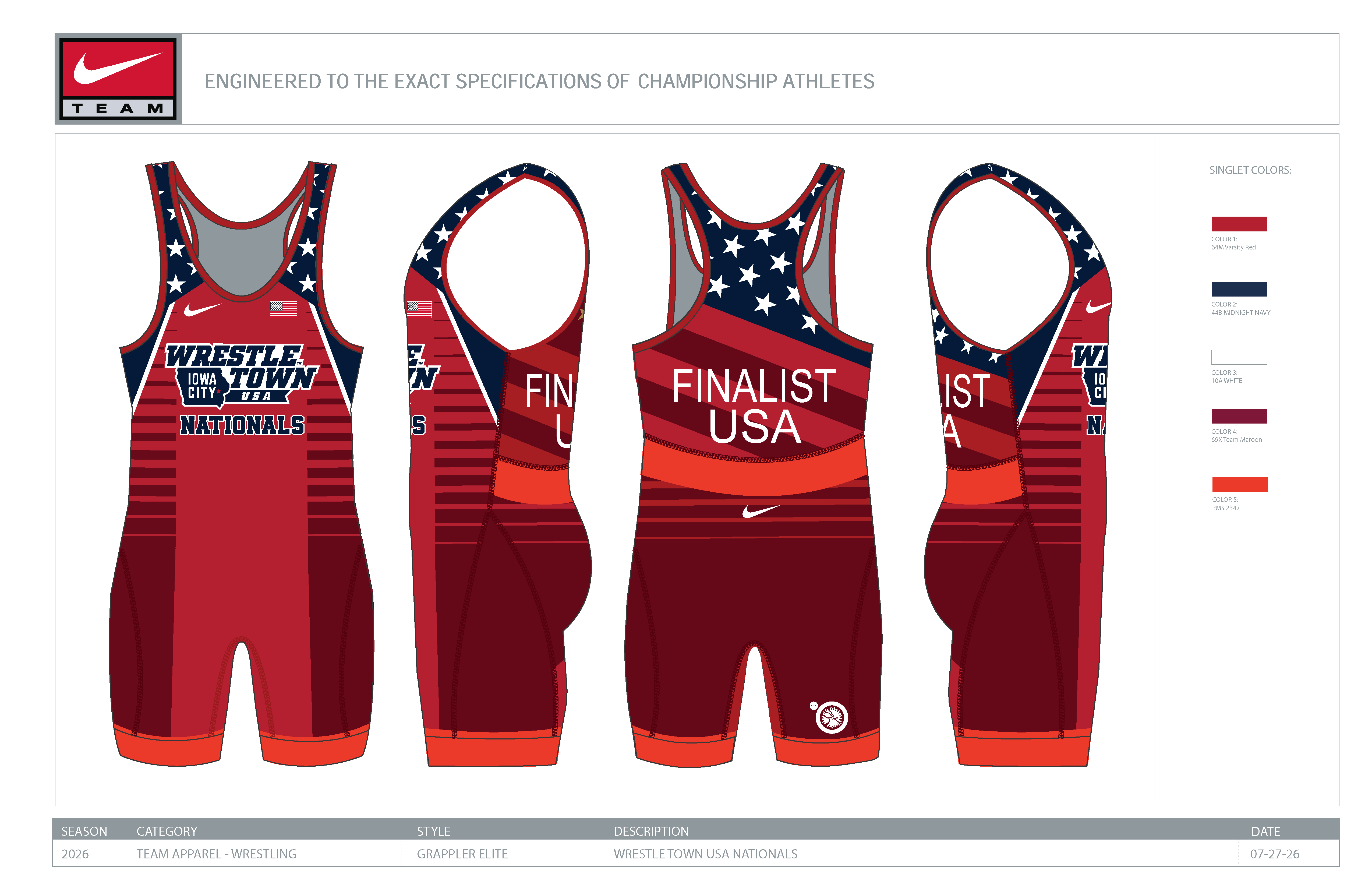WrestleTown USA Nationals red finalist singlet