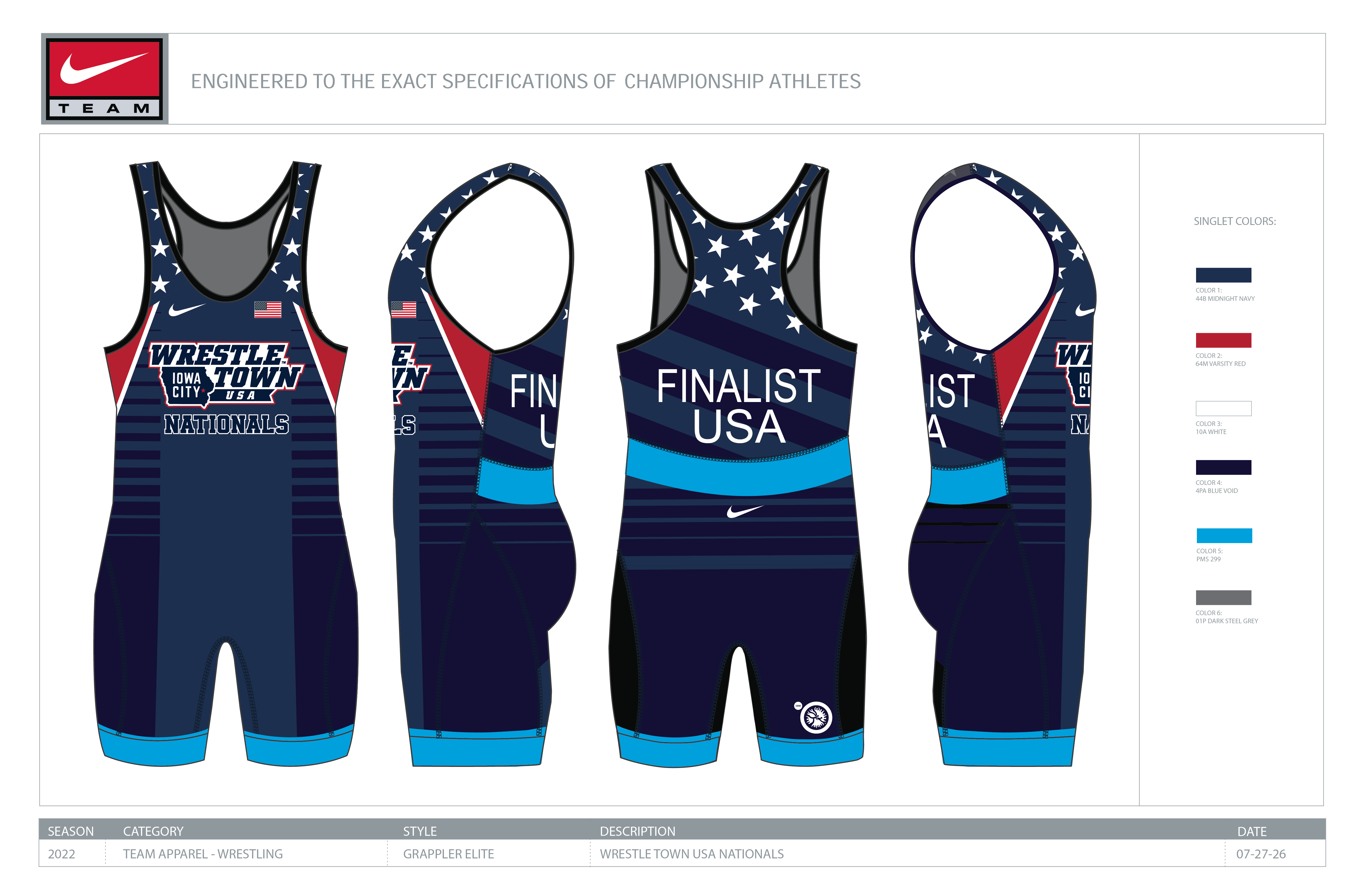 WrestleTown USA Nationals blue finalist singlet